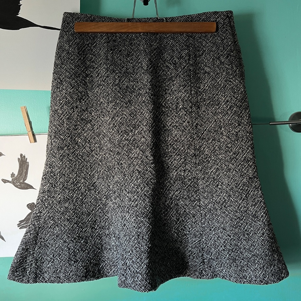 GAP Tweed Wool Blend Black and White A Line Flare Skirt size 2